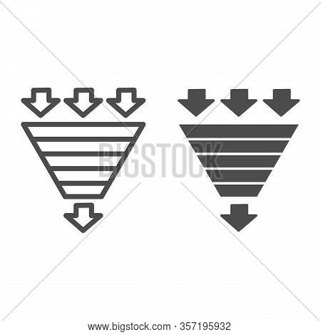 Bottleneck Chart Line And Solid Icon. Consumption Pyramid, Funnel Diagram Symbol, Outline Style Pict