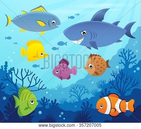 Stylized Fishes Topic Image 7 - Eps10 Vector Picture Illustration.
