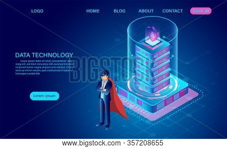 Data Technology And Big Data Processing Protecting Data Security Concept. Digital Information. Isome