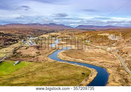 Aerial View Of Gweebarra River Between Doochary And Lettermacaward In Donegal - Ireland.