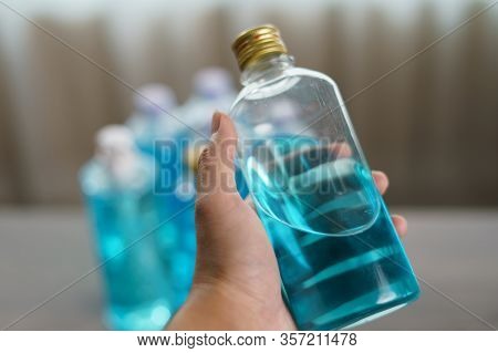 Hand With Isopropyl Alcohol For Corona Virus Or Covid-19 Protection.