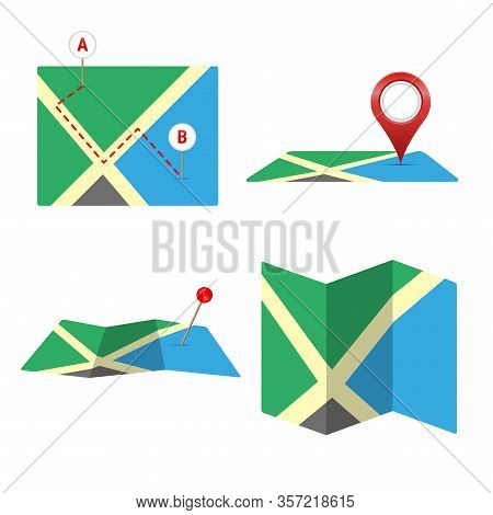 Map Icon Vector Set Isolated On White.