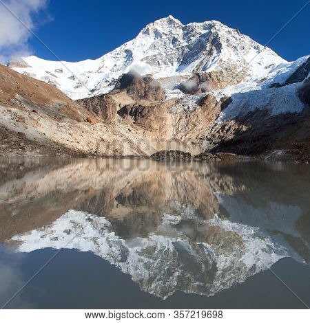 Mount Makalu Mirroring In Lake, Makalu Barun National Park, Nepal Himalayas Mountains