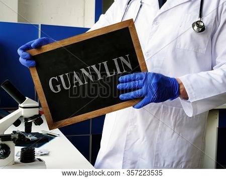 Guanylin Gn Hormone On The Black Board.