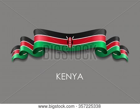 Kenyan Flag Wavy Ribbon Background. Vector Illustration.