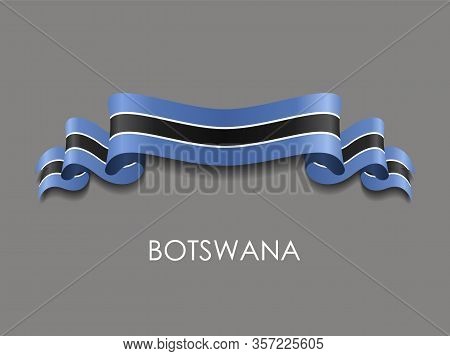 Botswanan Flag Wavy Ribbon Background. Vector Illustration.