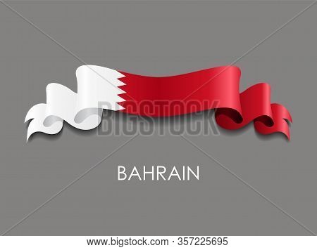 Bahraini Flag Wavy Ribbon Background. Vector Illustration.