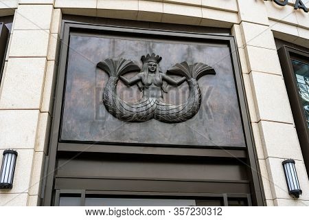 Shanghai, China - November 10, 2018. Starbucks Signage For The Biggest Flagship Store In Shanghai. W