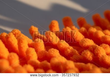 Beautiful Microfiber Cloth, Bright Orange Microfiber. Microfiber Texture With A Soft Large Pile. Top