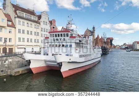Gdansk, Poland - March 22, 2020: Passenger Ship Onyx Belong To Zegluga Gdanska.