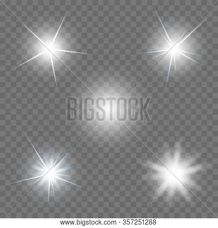 Glowing Lights Effect, Flare, Explosion And Stars. Special Effect Isolated On Transparent Background
