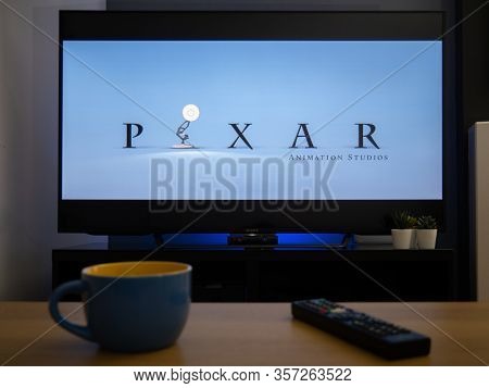 Uk, March 2020: Tv Television Pixar Animations Light Film Opener