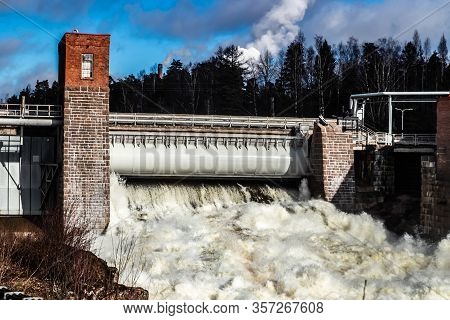 Hydroelectric Power Generation Plant And Ankkapurha Industrial Museum At Kymijoki River, Finland.