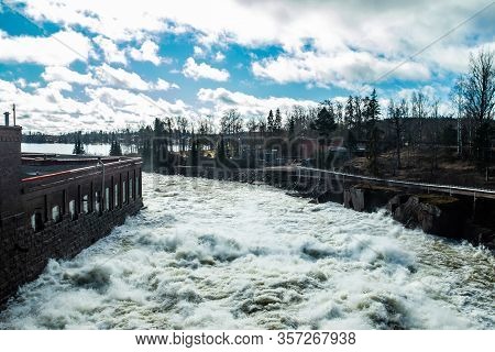 Hydroelectric Power Generation Plant And Ankkapurha Industrial Museum At Kymijoki River, Finland.