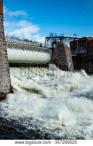Hydroelectric Power Generation Plant And Ankkapurha Industrial Museum At Kymijoki River, Finland.