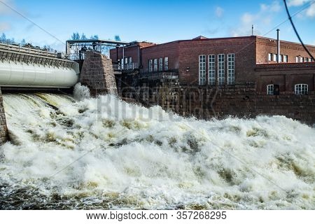 Hydroelectric Power Generation Plant And Ankkapurha Industrial Museum At Kymijoki River, Finland.