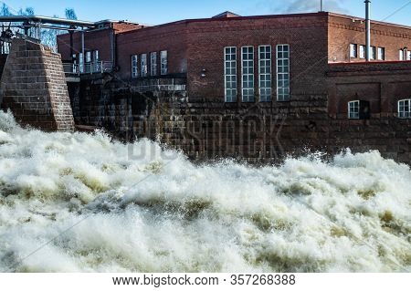 Hydroelectric Power Generation Plant And Ankkapurha Industrial Museum At Kymijoki River, Finland.