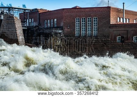 Hydroelectric Power Generation Plant And Ankkapurha Industrial Museum At Kymijoki River, Finland.