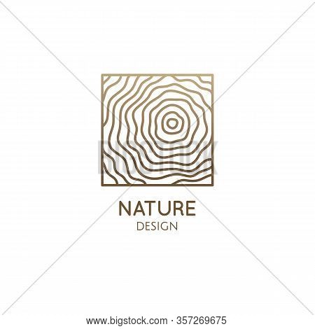 Pattern Logo Wood Template. Vector Square Icon Of Wooden Structure Or Water With Wavy Lines. Abstrac