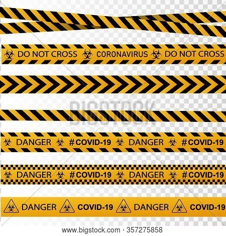 Coronavirus Warning Sign In A Triangle And Warning Tape Vector Illustration. Coronavirus In Europe. 