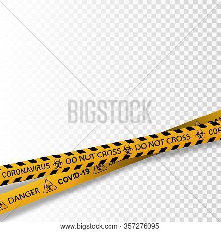 Coronavirus Warning Sign In A Triangle And Warning Tape Vector Illustration. Coronavirus In Europe. 