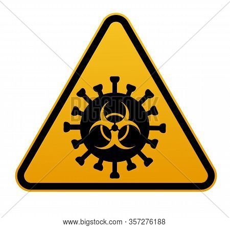 Coronavirus Warning Sign In A Triangle And Warning Tape Vector Illustration. Coronavirus In Europe. 