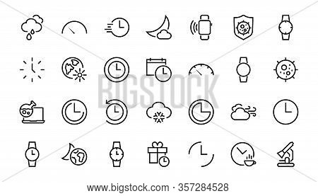 Simple Set Of Time Icon Color Editable Template. Contains Icons Such As Time Check, Speedometer Cale