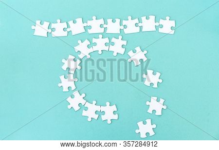 Top view of puzzle pieces mockup for lettering