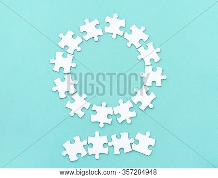 Top view of puzzle pieces mockup for lettering