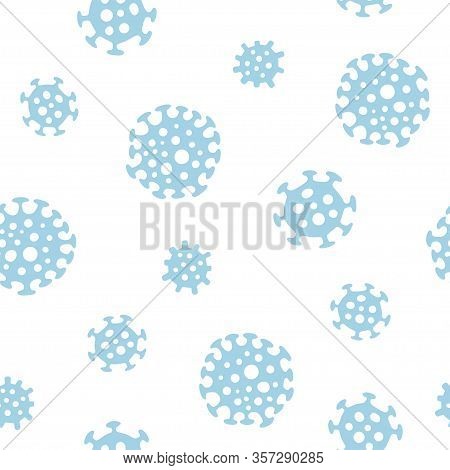 Symbol Of Coronavirus Covid 19 Or Wuhan Coronavirus. Seamless Hand Drawn Pattern On White Background
