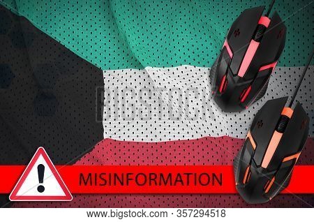 Kuwait Flag And Two Computer Mouses. Misinformation During Coronavirus Or 2019-ncov Virus Concept