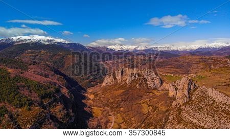 Bonansa Aerial View Pirineo Mountains Spain Huesca