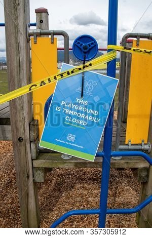 Playground Temporarily Closed Due Curb The Spread Of Covid-19.　　vancouver  Bc  Canada
March 23rd　202