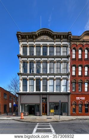 Poughkeepsie, New York - Feb 16, 2020: The Cast Iron Building Was Built In 1872 And Is Located In Th