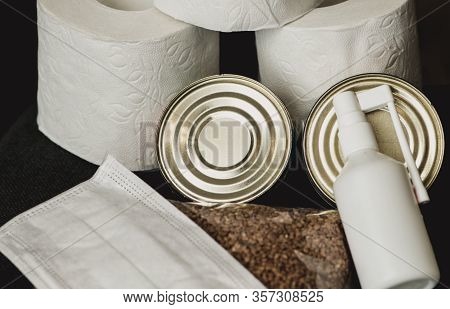 Toilet Paper 3 Rolls And Spray Antiseptic In A Bottle, Coronavirus