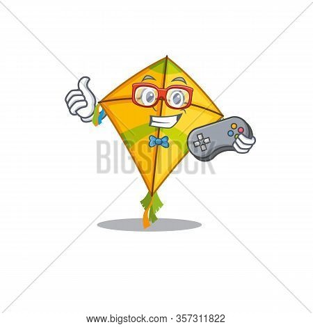 Cool Gamer Of Kite Mascot Design Style With Controller