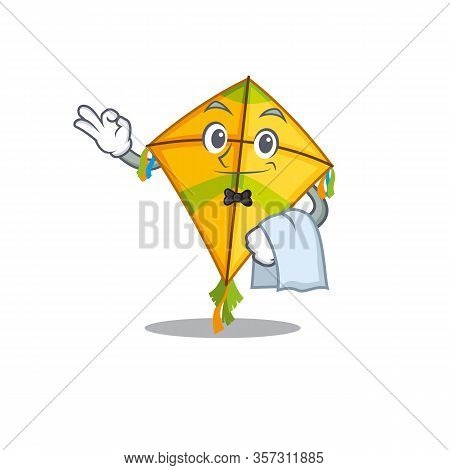 A Design Of Kite Cartoon Character Working As Waiter