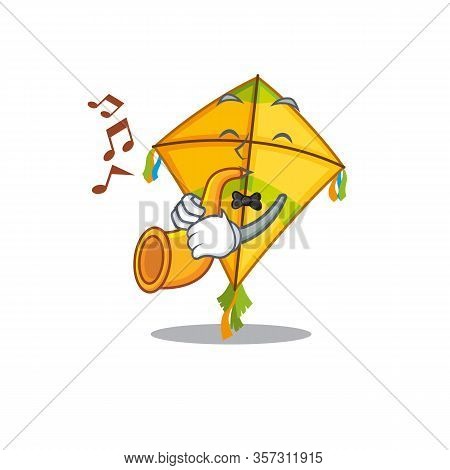 Kite Cartoon Character Design Playing A Trumpet