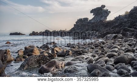 The Scenery Of The Yongduam Rock (dragon Head Rock) In Jeju Island, South Korea.