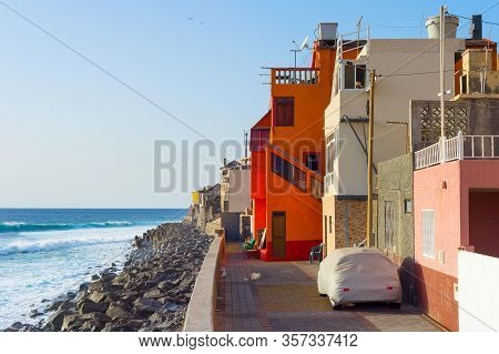 Ocean Front Village Street Architecture. Jardim Do Mar. Madeira Island, Portugal