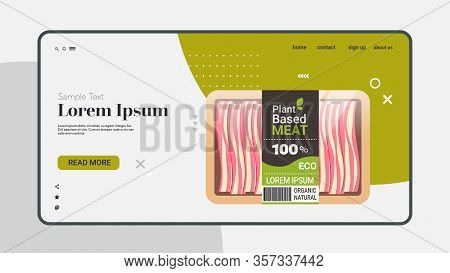 Plant Based Vegetarian Bacon Beyond Meat In Packaging Organic Natural Vegan Food Concept Horizontal 