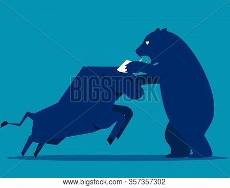 Bull Bear Market Presents Downtrend Stock Market. Animal Concept