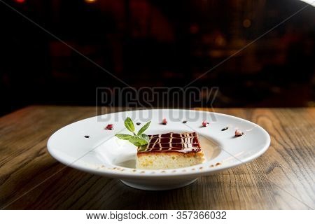 Fresh Tres Leches Cake On The Plate