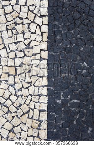 Closeup Surface Of The Blocky Pattern Old Stone Pavement