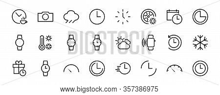 Simple Set Of Time Icon Color Editable Template. Contains Icons Such As Time Check, Speedometer Cale