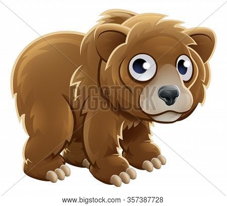 A Cute Cartoon Grizzly Bear Animal Character