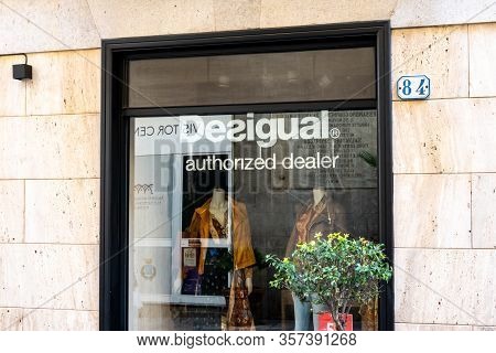 Cefalu, Sicily - February 11, 2020: The Storefront Of The Desigual Shop Which Sells Fashionable Clot