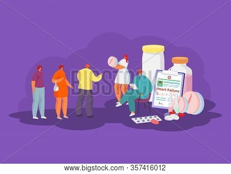 Doctor Prescribtion Of Medical Treatment, Medicine Healthcare For Patients, Tiny People Concept Vect