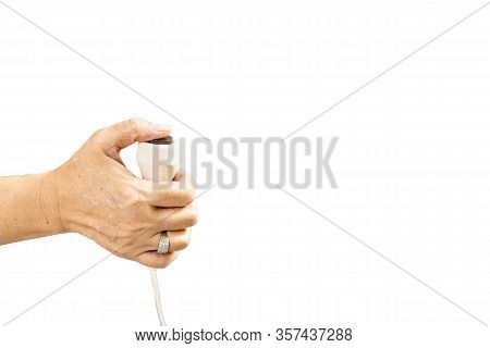 Hand And Button Patient Emergency Calling For Rescue Nurse Or Doctor When Have Fever State In Ward I