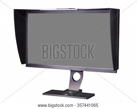 Professional Photographer Monitor With Shading Hood Isolated On White
